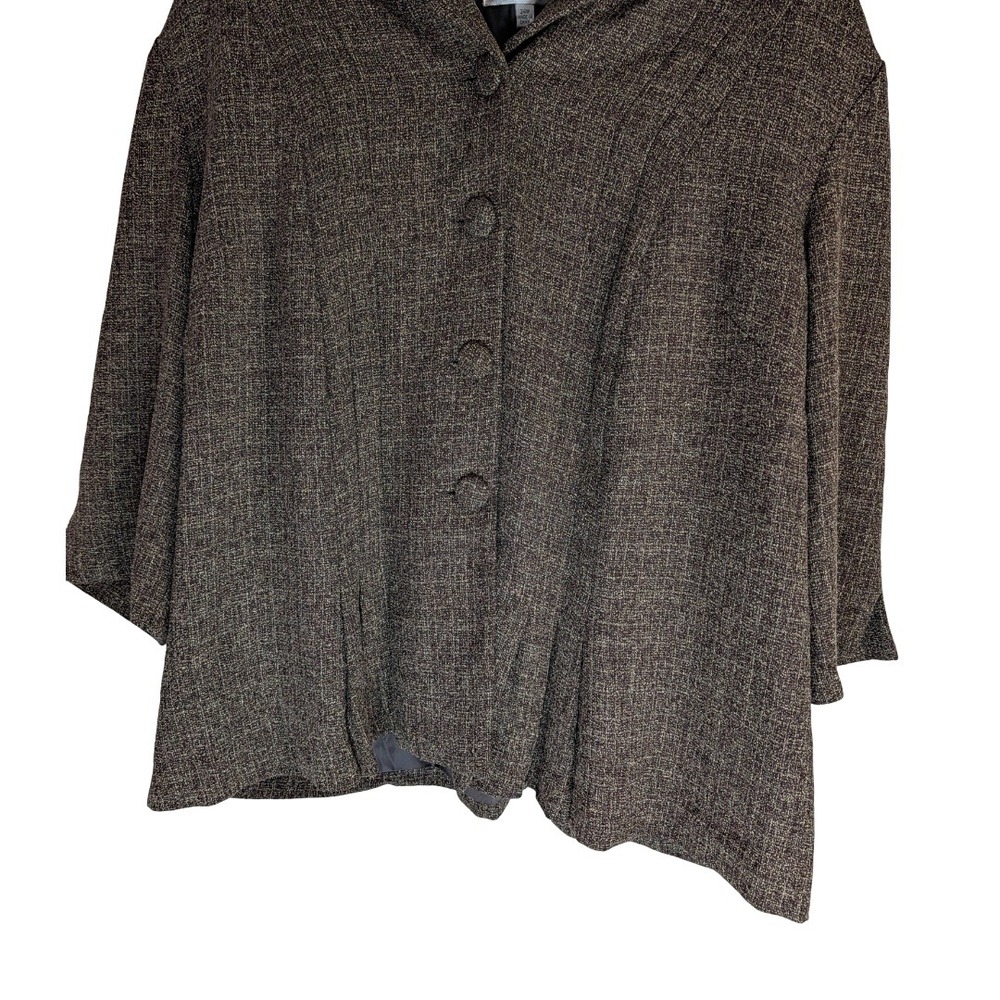 Danny & Nicole Blazer Womens 24W Brown Textured Shawl Collar 3/4 Sleeve - Picture 3 of 14